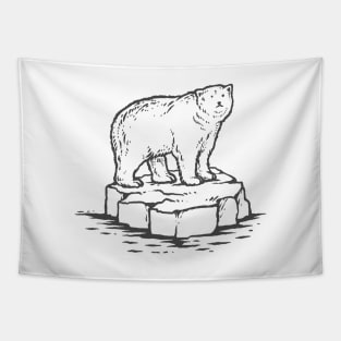 Polar Bear on Ice Floe Illustration Tshirt Tapestry