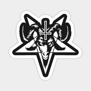 Satanic Goat Head with Pentagram (white) Magnet