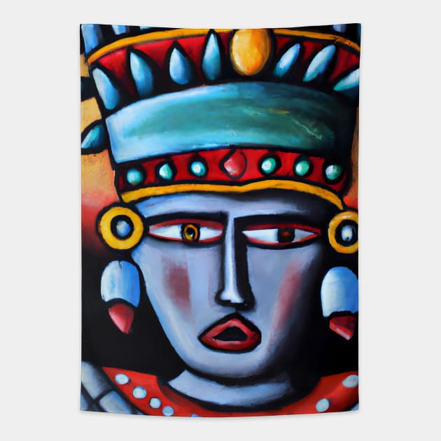 Ancient God, Mexican Mythology Tapestry by Ravenglow