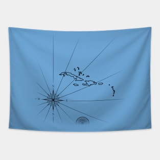 Compass rose and sea map Tapestry