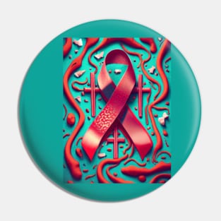 Thrombosis Awareness Ribbon with Cross Pin