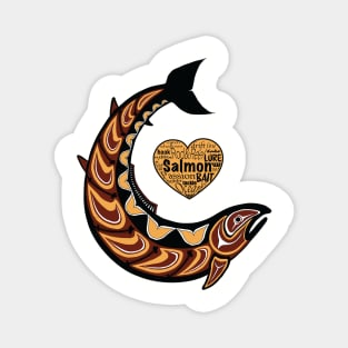 Pacific Northwest Salmon in gold and maroon Magnet