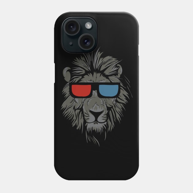 Lion Face wearing Stereoscopic 3D Glasses Phone Case by jm2616
