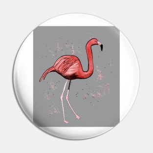 Flamingo with tropical leaves and an ultimate gray background Pin