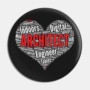 Architect Heart Shape Word Cloud Design for architects product Pin