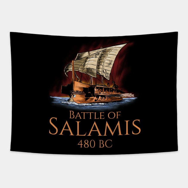 Ancient Greek Maritime History T-Shirt - Battle Of Salamis Tapestry by Styr Designs