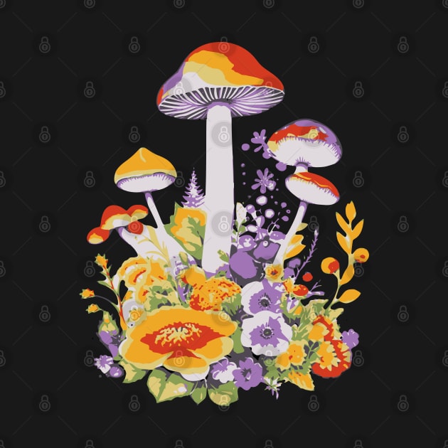 Cottagecore Mushrooms And Flowers by NorseMagic