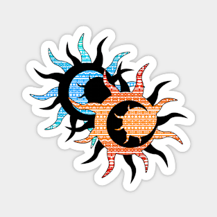 Sun and Moon Inception Inversion Red and Blue Color Magnet