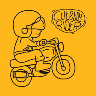 line art of Cute Boy motorcycle rider T-Shirt