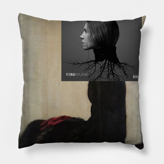 Skylar grey tshirt Pillow by Stupidart1