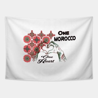 Proud Morocco One Heart One Morocco Support Morocan gift Tapestry