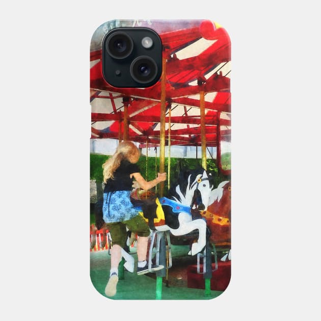 Carnival Midway - Girl Getting on Merry-Go-Round Phone Case by SusanSavad