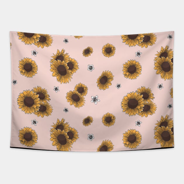 Sunflower Seamless Pattern Tapestry by aquariart