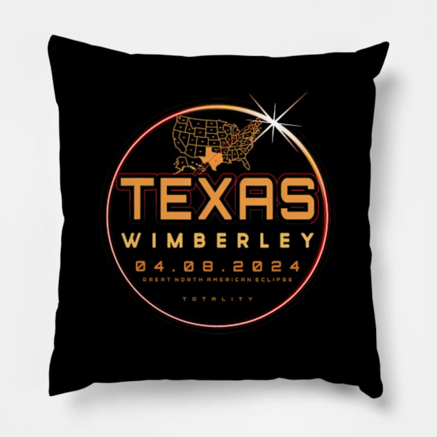 Solar Eclipse 2024 Texas Wimberley Total Eclipse Totality Pillow by Diana-Arts-C