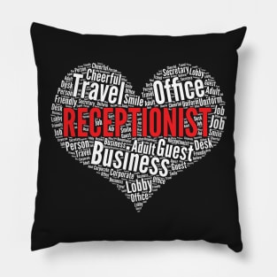 Receptionist Heart Shape Word Cloud Design product Pillow