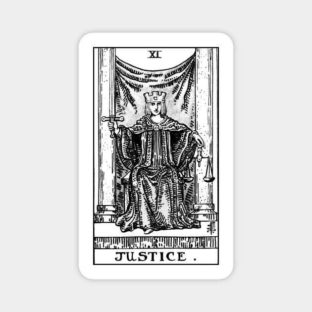 XI. Justice Tarot Card Black and white Justice Tarot Card