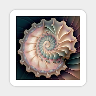 A Fractal Design in A  Seashell Motif Magnet