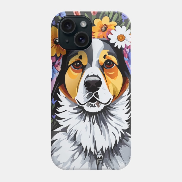 Shepherd Mix Dog with Floral Crown Phone Case by DestructoKitty