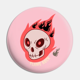 flame rock skull Pin