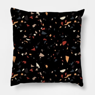 Terrazzo Pattern Black Pillow