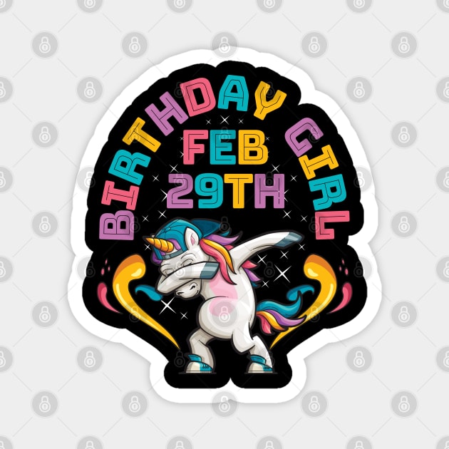 Birthday Girl Unicorn Leap Year February 29th Magnet by aneisha