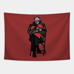 Bernie Sanders Memes Mittens Holding Red Heart on Valentines Day Tapestry