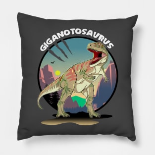 Giganotosaurus Dinosaur Design With Background Pillow