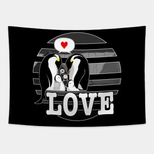 Penguin family love Tapestry