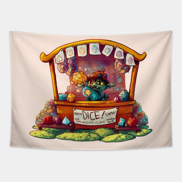 Dice Goblin Merchant Tapestry by Rumpled Crow