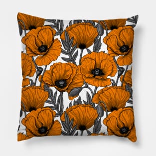 Orange poppy garden Pillow