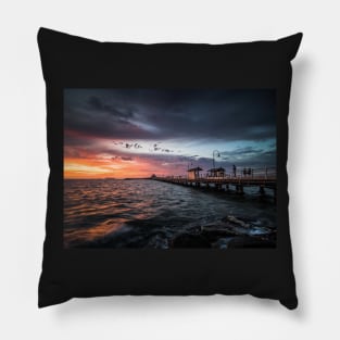 Moody Sunset at St Kilda Pier Pillow