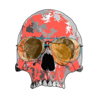 Tomato red skull with aviator sunglasses T-Shirt