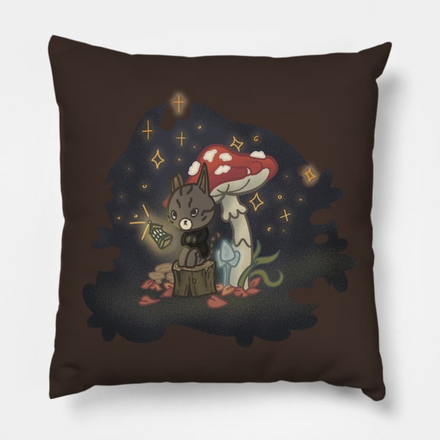 Witchy Cat Under A Mushroom Pillow by RileySessions