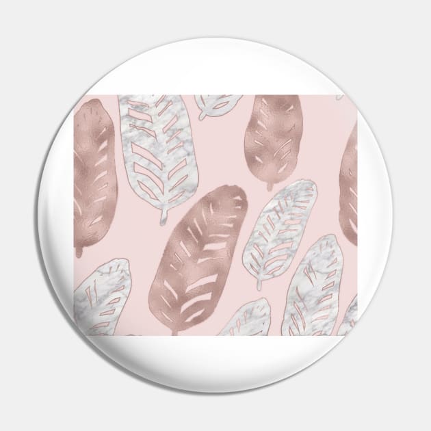 Rose gold and marble feather pattern Pin by RoseAesthetic