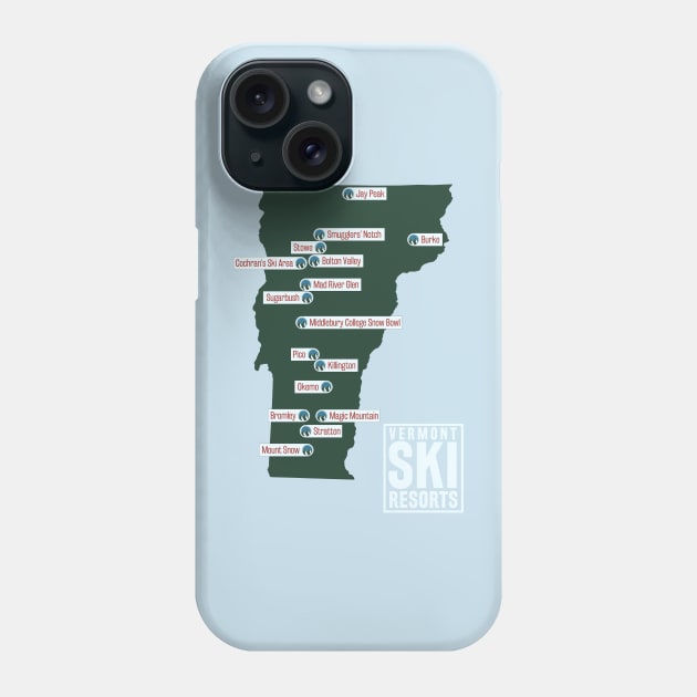 The Ski Resorts of Vermont Phone Case by ChasingGnarnia