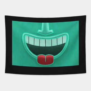Aqua Tiki Smile Mask! (Red Tongue Version) Tapestry