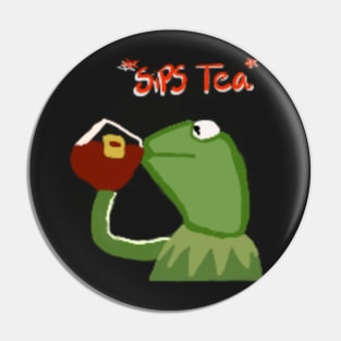 Kermit the frog drinking tea Merch Pin