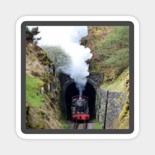 Steam Locomotive Leaving a Mountain Tunnel Magnet