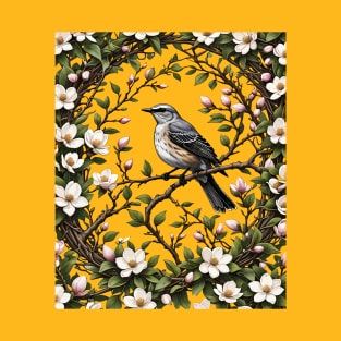 Mississippi Mockingbird And Magnolia Flowers 2 T-Shirt