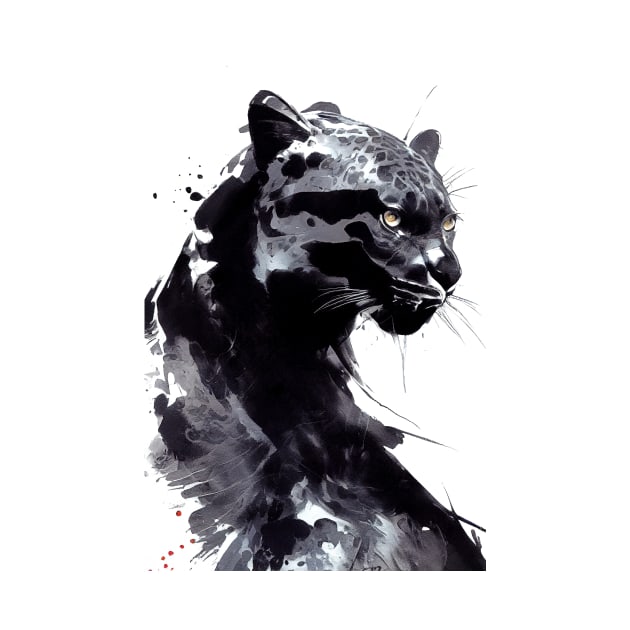 Leopard Panther Wild Nature Free Spirit Art Brush Painting by Cubebox