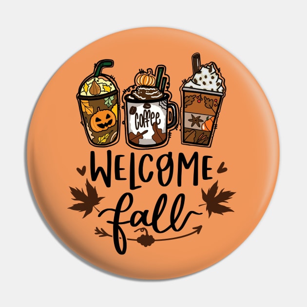 Pumpkin Autumn Coffee Sublimation Pin by Myartstor 