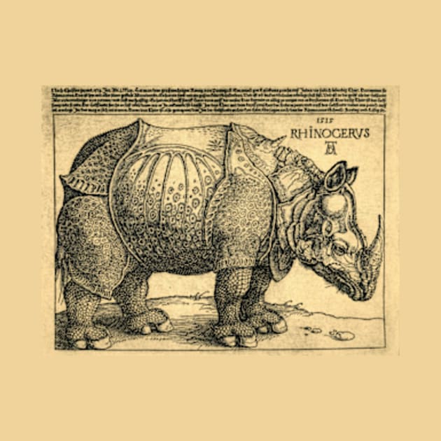 Durer Rhinoceros antique grunge style by Mokoosh