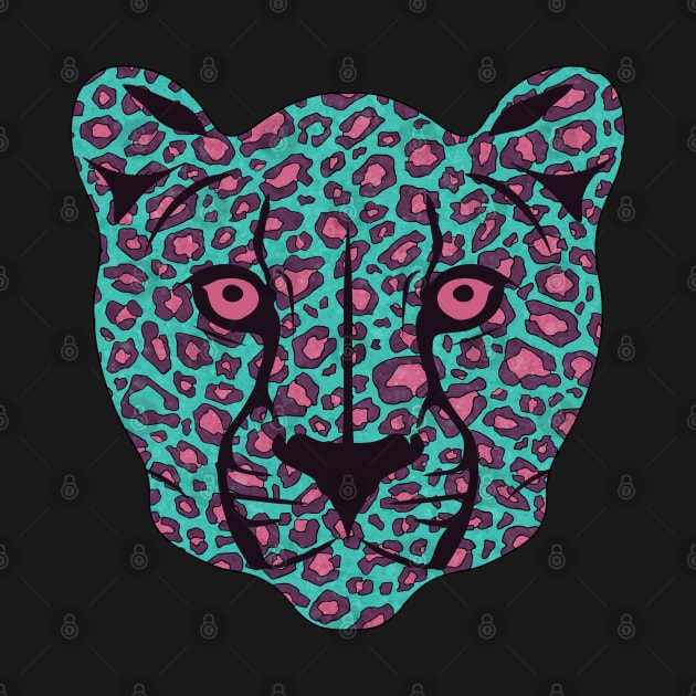 Blue and pink cheetah face by NadiaChevrel