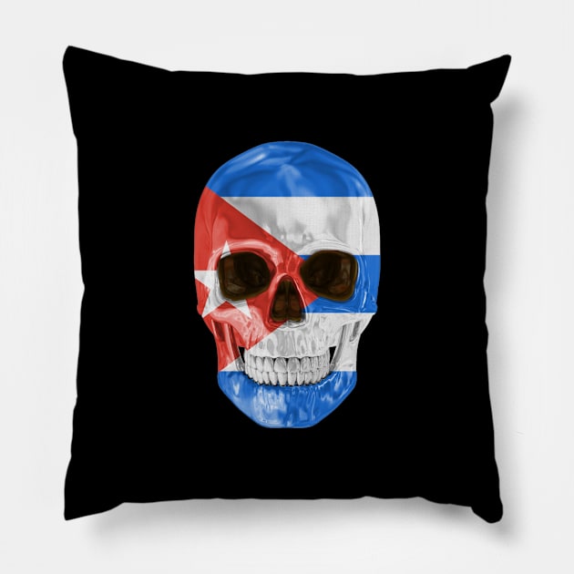 Cuba Flag Skull - Gift for Cuban With Roots From Cuba Pillow by Country Flags