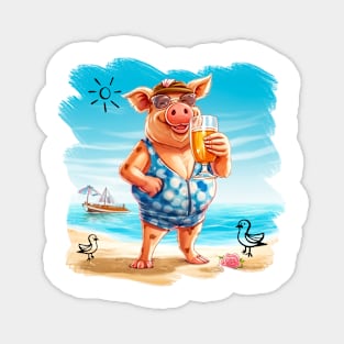 Funny Summer Pig Magnet