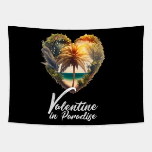 Tropical Valentine No.2: Valentine's Day in Paradise on a Dark Background Tapestry