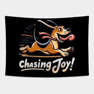 dog chasing joy Tapestry