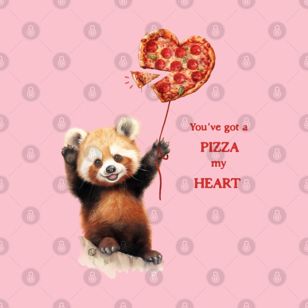 You're got a Pizza my Heart - Red Panda by Violet77 Studio