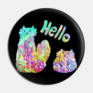 "Hello" Kitties Pastel Grunge Pin
