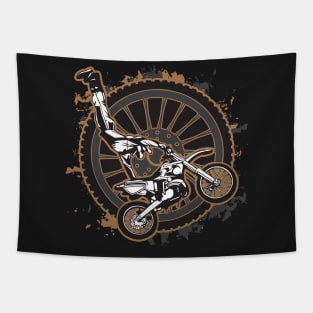 Motocross Extreme Stunt Motorcycle Tapestry